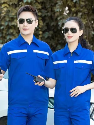 夏季短袖工作服套裝定制男女同款工裝工地勞務(wù)服定制